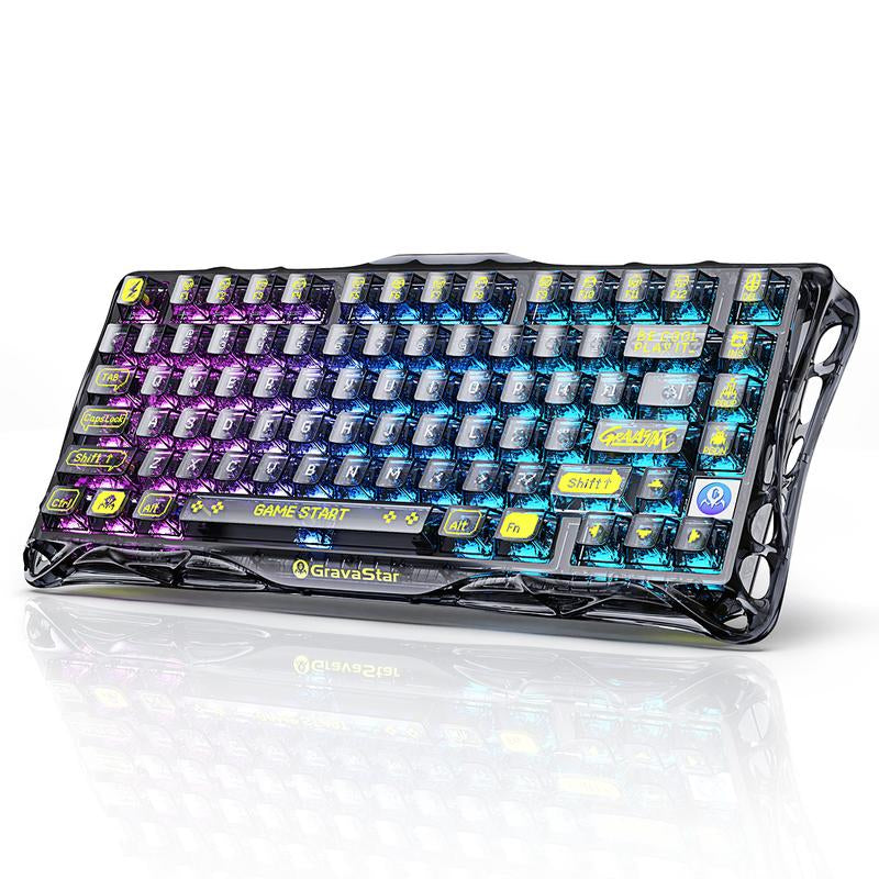 Gravastar Mercury K1 Lite Mechanical Gaming Keyboard 75% Gasket Hot Swappable with Pre-Lubed Linear Switches, RGB Backlit, Transparent Black