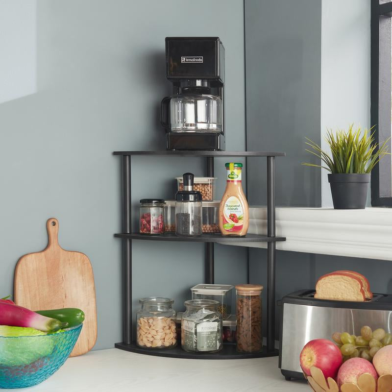 Desktop Corner Stand, 3 Level Corner Storage Organizer, for Small Spaces, Home Office, Kitchen, Bathroom, 11.8 "L X 11.8" W X 19.2 "H (Black) Shelf Rack Decoration
