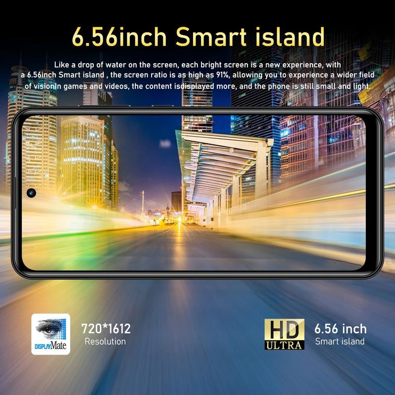 Fuffi Smartphone 6.56-Inch HD Screen, 4GB RAM + 32GB Storage, Dual Camera 5Mp+13Mp, Bluetooth-Compatible GPS, Metal Frame, Android 4G Phone