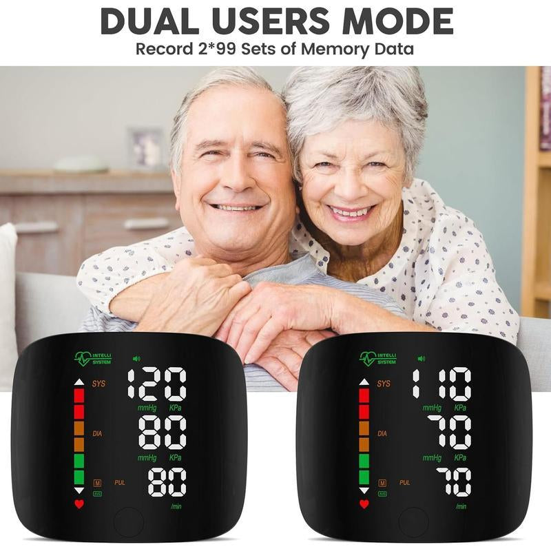 Wrist Blood Pressure Monitor Led Display, Touch Screen Wrist Blood Pressure Cuff 99X2 Reading Memory Wrist Bp Monitor with Carrying Case(Black) Health Monitoring Adjustable Healthcare Kit Portable