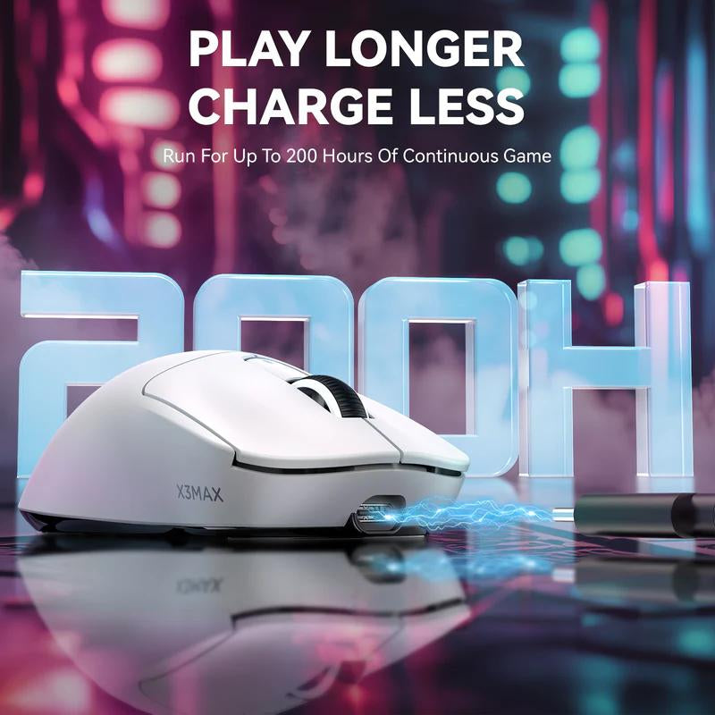 ATTACK SHARK X3MAX PAW3950 Wireless Gaming Mouse 49G SUPERLIGHT Mouse, Pixart PAW3950 Gaming Sensor, 6 Adjustable DPI up to 42000, Bluetooth/2.4G Wireless/Wired