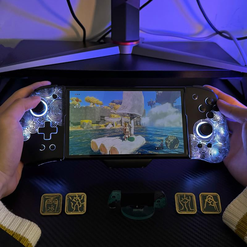 FUNLAB Switch Wireless Switch Game Controller, Switch/Oled Compatible, Ergonomic Handheld Mode Design, All-In-One Gamepad Controller Grip RGB Flare with Hall Effect Trigger/Turbo/Gyroscope Vibration Adjustment - Dark Twilight