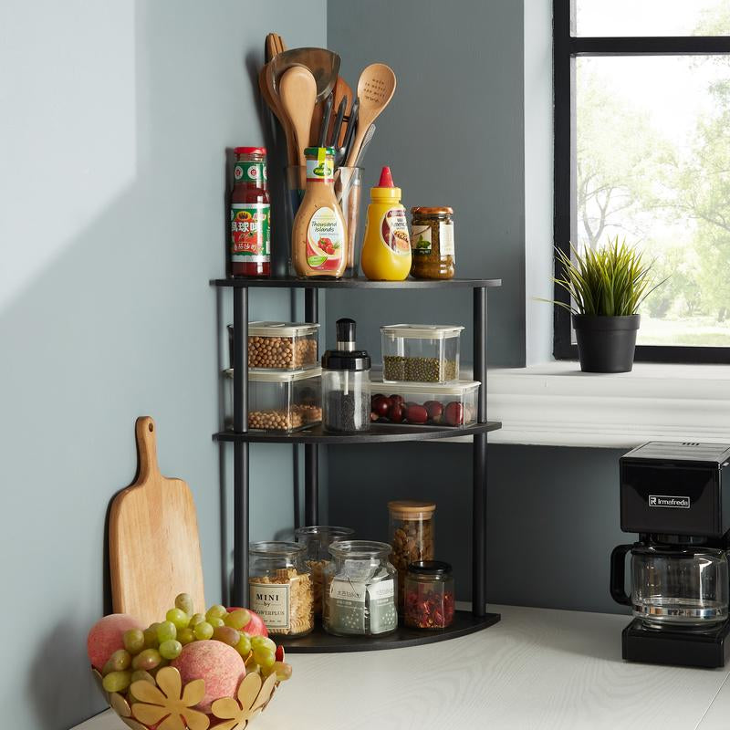 Desktop Corner Stand, 3 Level Corner Storage Organizer, for Small Spaces, Home Office, Kitchen, Bathroom, 11.8 "L X 11.8" W X 19.2 "H (Black) Shelf Rack Decoration