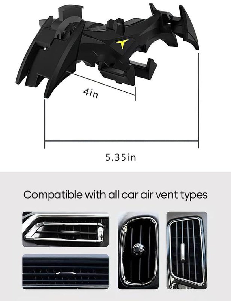 Dark Knight Phone Holder: Bat Wing Design, Universal Car Vent Mount! Smartphone Cellphone Stand Phone Holder for Car
