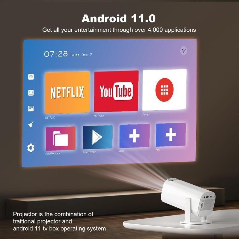 Portable Retro Game Projector – 10,000+ Built-In Retro Games, 1080P HD, Android 11, Dual Wireless Controllers | Portable Outdoor Movie & Gaming Projector W/ Auto Keystone, Wifi, Bluetooth – Perfect Gift for Family, Kids & Gamers