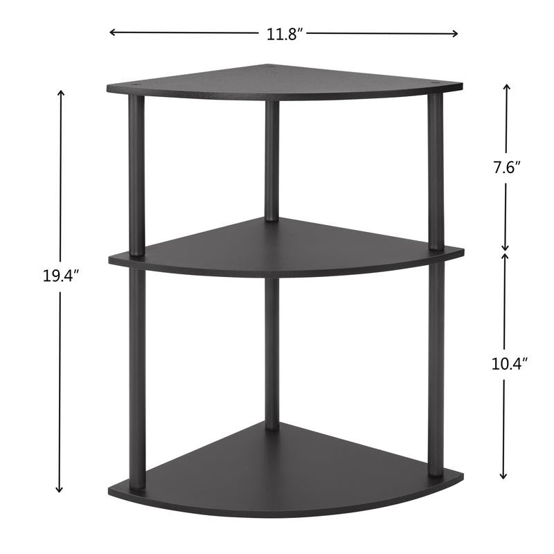 Desktop Corner Stand, 3 Level Corner Storage Organizer, for Small Spaces, Home Office, Kitchen, Bathroom, 11.8 "L X 11.8" W X 19.2 "H (Black) Shelf Rack Decoration