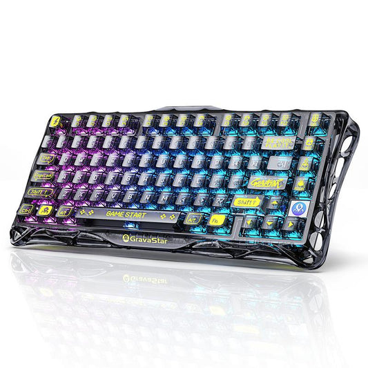 Gravastar Mercury K1 Lite Mechanical Gaming Keyboard 75% Gasket Hot Swappable with Pre-Lubed Linear Switches, RGB Backlit, Transparent Black