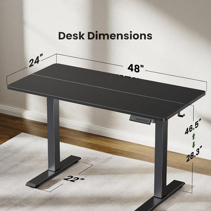 Height Adjustable Electric Desk, 48"X24" Ergonomic Stand-Up Solution, Memory Presets, 110Lbs Load, Great for Home and Work Environments
