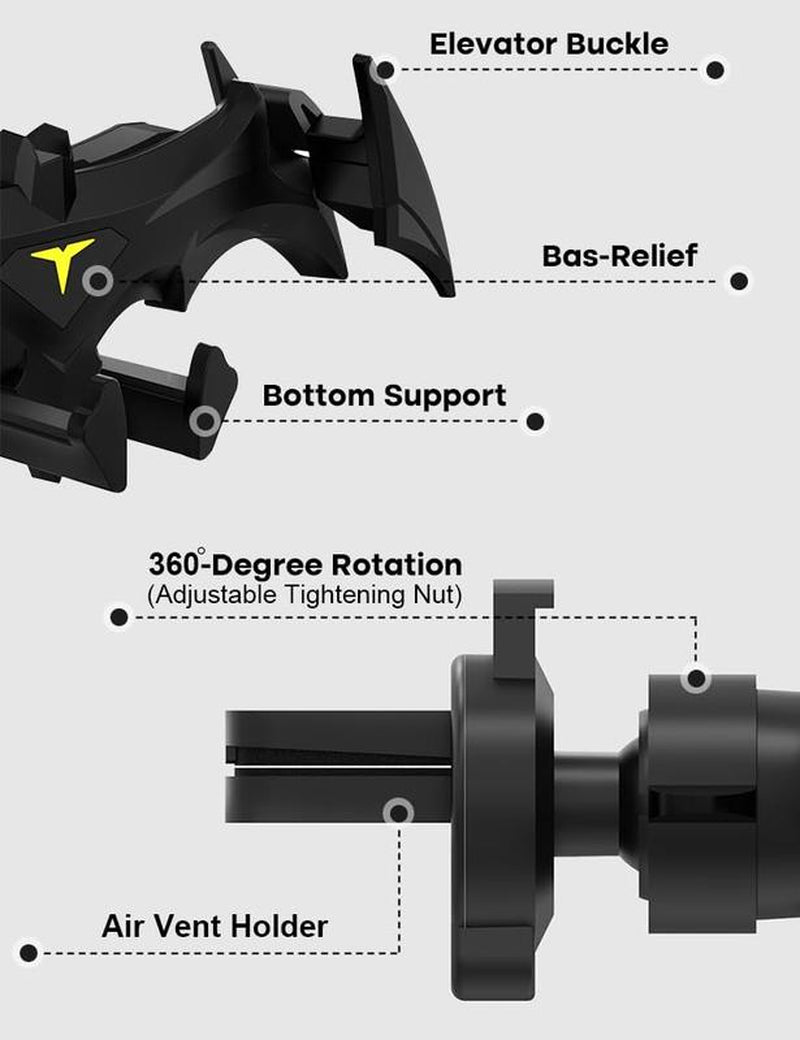 Dark Knight Phone Holder: Bat Wing Design, Universal Car Vent Mount! Smartphone Cellphone Stand Phone Holder for Car