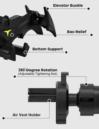 Dark Knight Phone Holder: Bat Wing Design, Universal Car Vent Mount! Smartphone Cellphone Stand Phone Holder for Car