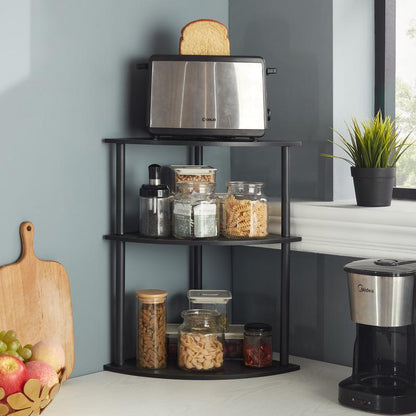 Desktop Corner Stand, 3 Level Corner Storage Organizer, for Small Spaces, Home Office, Kitchen, Bathroom, 11.8 "L X 11.8" W X 19.2 "H (Black) Shelf Rack Decoration